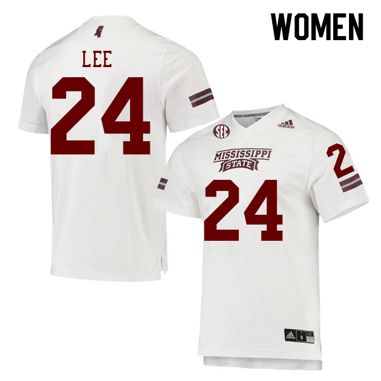 Women #24 Keyvone Lee Mississippi State Bulldogs College Football Jerseys Stitched Sale-White